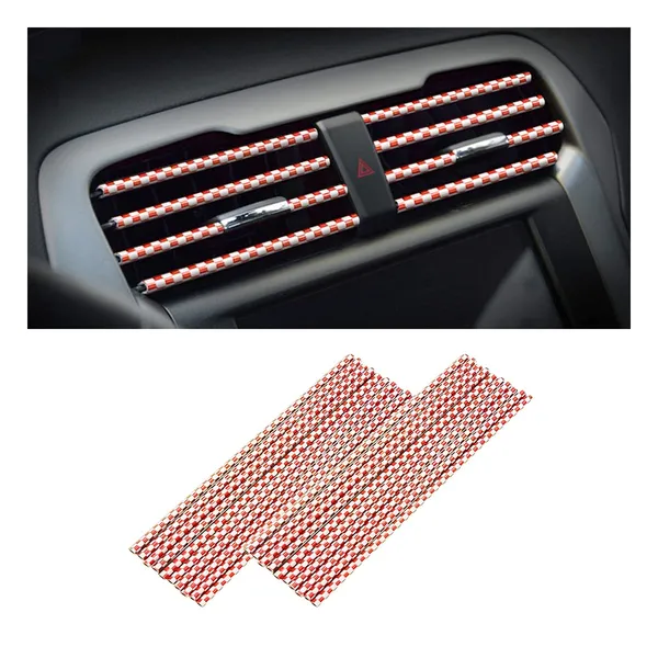8sanlione_Polyvinyl_Chloride_Pvc_20pcs_Car_Air_Conditioner_Decoration_Strip_Diy_Air_Vent_Outlet_Trim_Strip_Bendable_Car_Interior_Accessories_Car_Molding_Strip_For_Most_Air_Vent_Outlet_Red_Lattice_Decorative_Accent_Lines_Insert_Style_Placement_Fits_Compatible_Outlet_Gaps_Car_Interior_Accessories