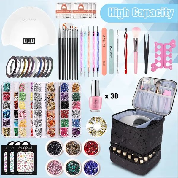 Ctwwfs_Nail_Polish_Organizer_And_Nail_Lamp_Case_Nail_Kit_Organizer_Holds_30_Bottles_15ml_0_5_Fl_Oz_And_A_Nail_Lamp_Nail_Polish_Carrying_Case_With_Manicure_Tools_Storage_A_Black_Big_Case_For