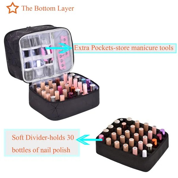 Ctwwfs_Nail_Polish_Organizer_And_Nail_Lamp_Case_Nail_Kit_Organizer_Holds_30_Bottles_15ml_0_5_Fl_Oz_And_A_Nail_Lamp_Nail_Polish_Carrying_Case_With_Manicure_Tools_Storage_A_Black_Big_Case_For