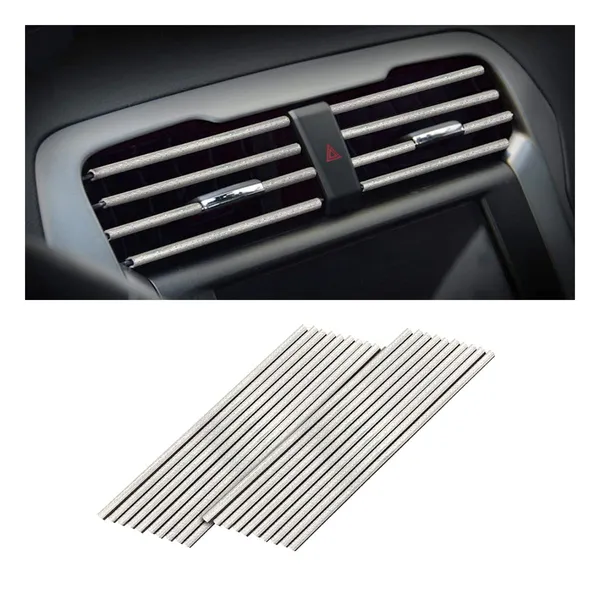 20pcs_Car_Air_Conditioner_Decoration_Strip_Auto_Air_Vent_Outlet_Chrome_Diy_Trim_Strips_Waterproof_Moulding_Bendable_Protection_Strip_Line_Car_Decor_Accessories_For_Most_Cars_Star_Silver_Decorative_Accent_Lines_Insert_Style_Placement_Fits_Compatible_Outlet_Gaps_Car_Interior_Accessories