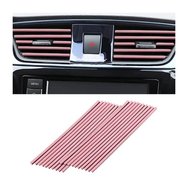 8sanlione_20pcs_Car_Air_Conditioner_Decoration_Strip_Auto_Air_Vent_Outlet_Chrome_Diy_Trim_Waterproof_Moulding_Bendable_Protection_Line_Car_Decor_Accessories_For_Most_Cars_Pink_Decorative_Accent_Lines_Insert_Style_Placement_Fits_Compatible_Outlet_Gaps_Car_Interior_Accessories
