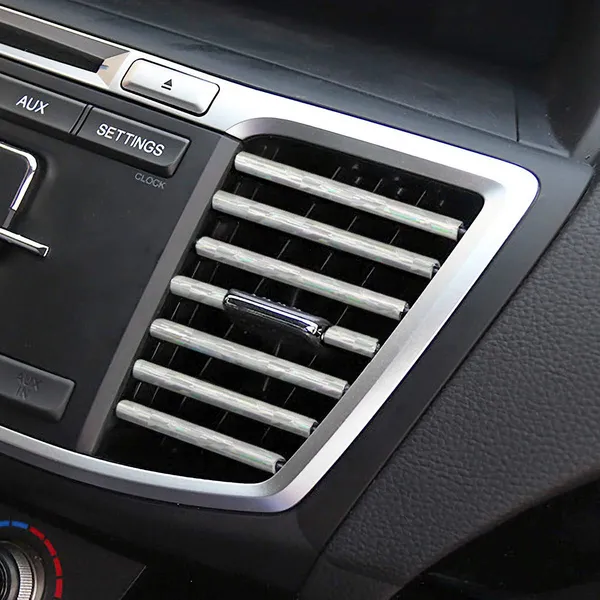 8sanlione_20pcs_Car_Air_Conditioner_Decoration_Strip_Auto_Air_Vent_Outlet_Chrome_Diy_Trim_Waterproof_Moulding_Bendable_Protection_Line_Car_Decor_Accessories_For_Most_Cars_Ice_Silver_Decorative_Accent_Lines_Insert_Style_Placement_Fits_Compatible_Outlet_Gaps_Car_Interior_Accessories