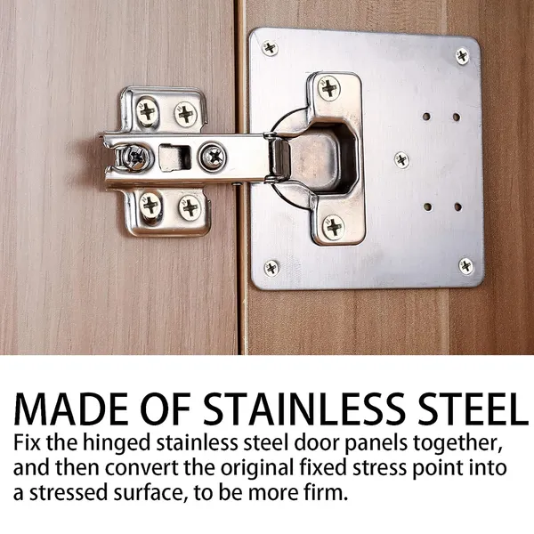 2_Pcs_Stainless_Steel_Cabinet_Hinge_Repair_Plates_With_16_Screws_Flat_Fixing_Brackets_To_Mend_Kitchen_Cupboard_Doors_2