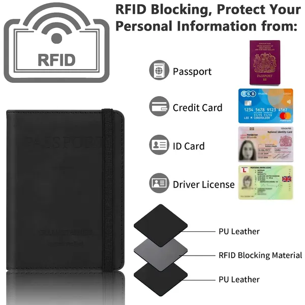 Cooja_Passport_Holder_Cover_Travel_Wallet_Organiser_Passport_Case_With_Rfid_Blocking_Pu_Leather_Travel_Document_Holder_For_Men_Women_Travel_Accessories_Black_Passport_Cover