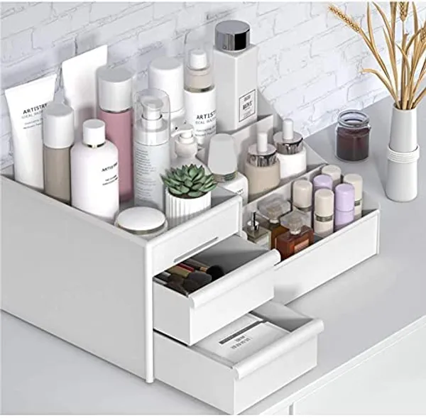Makeup_Desk_Cosmetic_Storage_Box_Organizer_With_Drawers_For_Dressing_Table_Vanity_Bathroom_Counter_Eyeshadow_Lotions_Lipstick_And_Nail_Polish_White