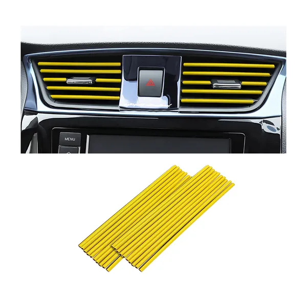 8sanlione_20pcs_Waterproof_Bendable_Car_Air_Vent_Trim_Strips_Yellow_Decorative_Accent_Lines_Insert_Style_Placement_Fits_Compatible_Outlet_Gaps_Car_Interior_Accessories