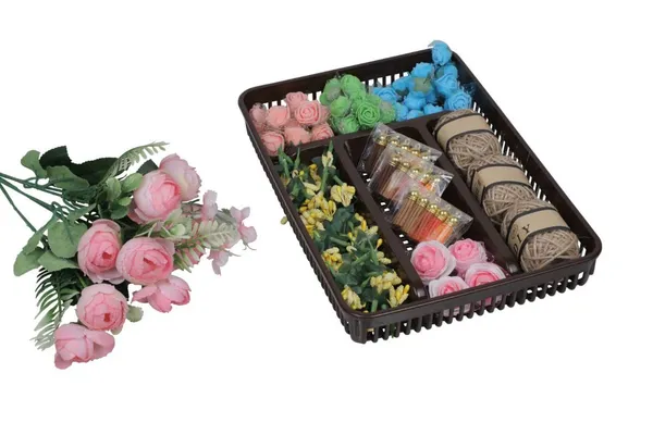 4_Compartment_Plastic_Cutlery_Tray_For_Kitchen_Drawer_Modular_Kitchen_Basket_28_Cm_Long_Cream