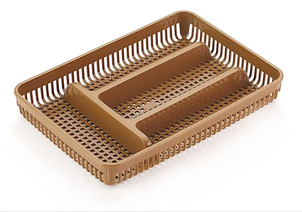 4_Compartment_Plastic_Cutlery_Tray_For_Kitchen_Drawer_Modular_Kitchen_Basket_28_Cm_Long_Cream