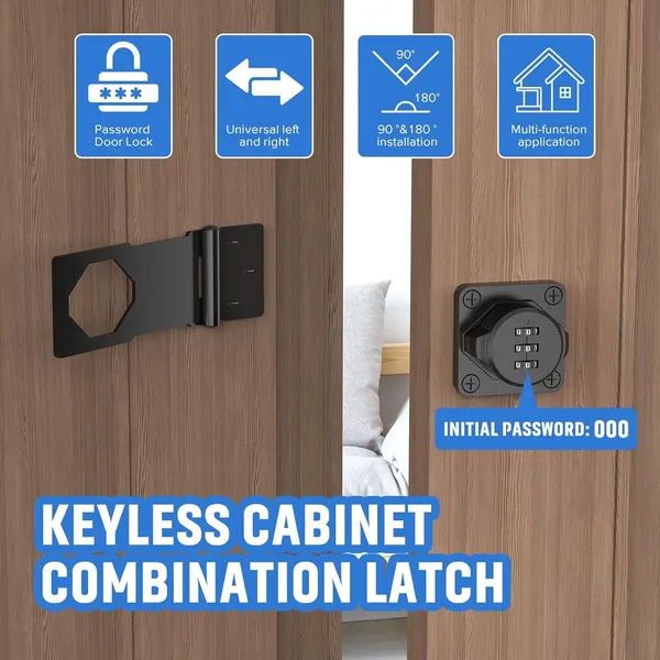 Household_Cabinet_Password_Hasp_Locks_Cabinet_Door_Combination_Lock_Door_Security_Slide_Latch_Lock_For_Small_Doors_Cabinets_Barn_Door_Bathroom_Outdoor_Garden_Black_Household_Door_Security_Slide_Latch_For_Small_Bathroom_Outdoor_Shed_Bedroom_Closet_Barn_Doors