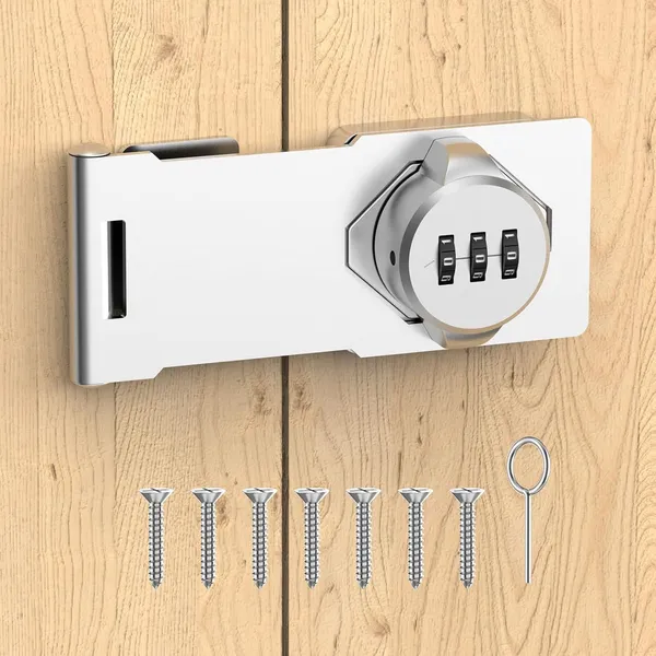 Mechanical_Password_Rotary_Hasp_Locks_Cabinet_Locks_With_Combination_Door_Security_Gate_Locks_For_Small_Doors_Cabinets_Barn_Door_Bathroom_Outdoor_Closet_Fence_Silver_Heavy_Duty_Aluminum_Alloy_Password_Doors_Lock_Latch_For_Barn_Door_Window_Fence_Closet_Shed_And_Gate_Latch