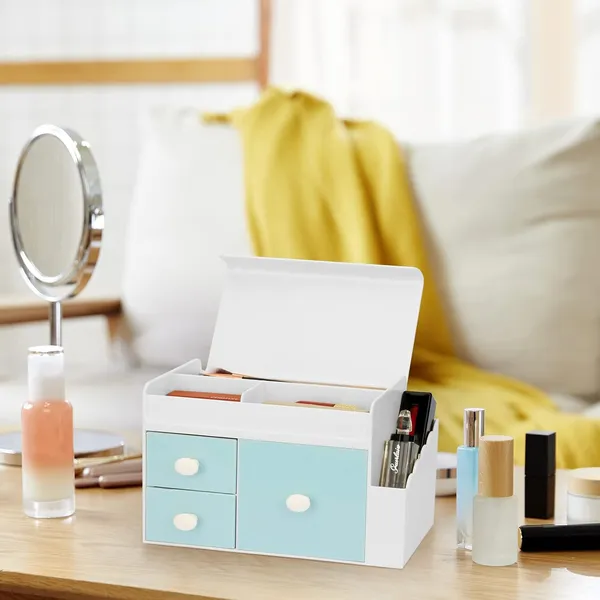 Leture_Desk_Organizer_With_3_Drawers_Makeup_Storage_Box_With_Lid_Office_School_Home_Stationery_Supplies_Plastic_Organizers_Desktop_Organizer_For_Pen_Pencil_Marker_White_W_Blue_Drawers