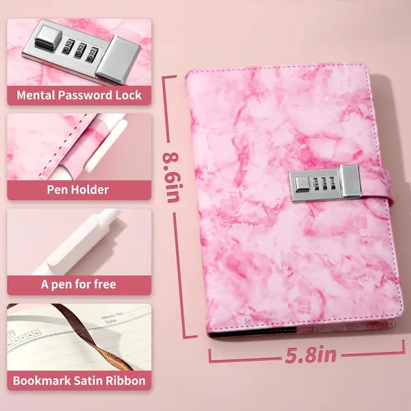Cagie_Marble_Diary_With_Lock_For_Girls_And_Women_Waterproof_Journal_With_Lock_192_Pages_Secret_Girls_Locked_Diary_With_Pen_Password_Locked_Journals_For_Teen_Girls_A5_Pink