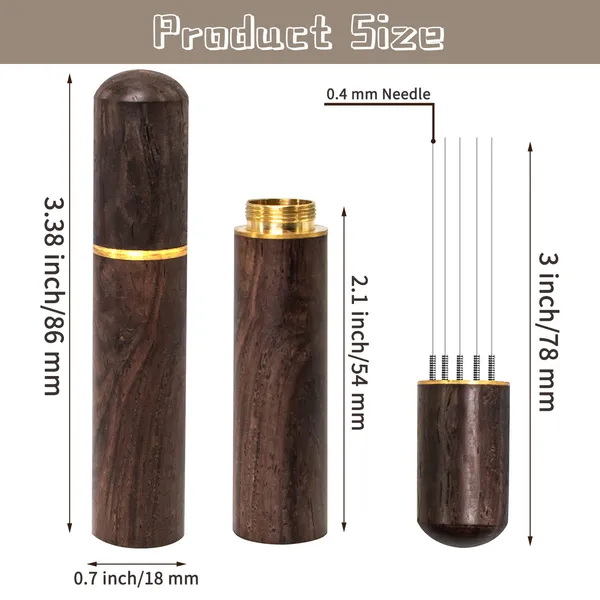 Zayin_Espresso_Coffee_Stirrer_Distribution_Tool_5_Needles_0_4mm_Walnut_Handle_Stand_Even_Extraction_Professional_Barista_Tool