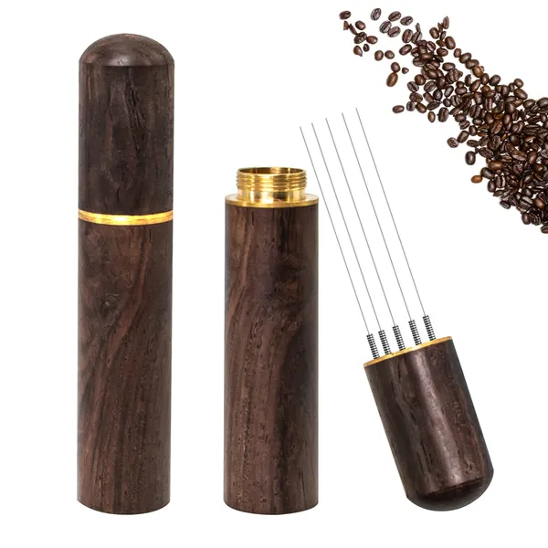 Zayin_Espresso_Coffee_Stirrer_Distribution_Tool_5_Needles_0_4mm_Walnut_Handle_Stand_Even_Extraction_Professional_Barista_Tool