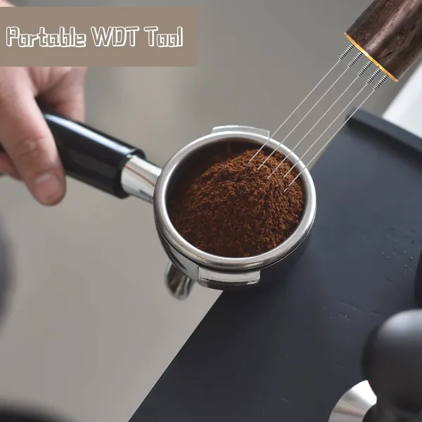 Zayin_Espresso_Coffee_Stirrer_Distribution_Tool_5_Needles_0_4mm_Walnut_Handle_Stand_Even_Extraction_Professional_Barista_Tool