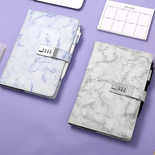 Cagie_2_Pack_Marble_Diary_With_Lock_For_Girls_And_Women_Secret_Journal_With_Lock_192_Pages_Waterproof_Girls_Locked_Diary_With_Pen_Password_Locked_Journals_For_Teen_Girls_A5_Purple_Grey