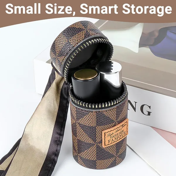 Adorila_Leather_Travel_2_Pack_Lipstick_Organizer_Lip_Gloss_Bag_With_Keychain_Portable_Mini_Lipstick_Case_For_Purse_Brown_Pink_Brown_White