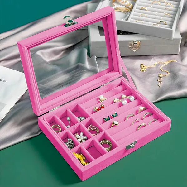 9_Grid_Jewellery_Organiser_Velvet_Storage_Box_Case_Lockable_And_Removal_Tray_For_Ring_Storage_Slot_Ring_Jewellery_Display_Storage_Box_Tray_For_Rings_Earrings_Necklace_Pink