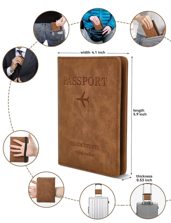 Passport_Holder_Cover_Wallet_For_Men_Women_Travel_Essentials_Must_Haves_Waterproof_Rfid_Blocking_Card_Slots_Leather_Passport_Case_Travel_Wallet_Coffee_Classic