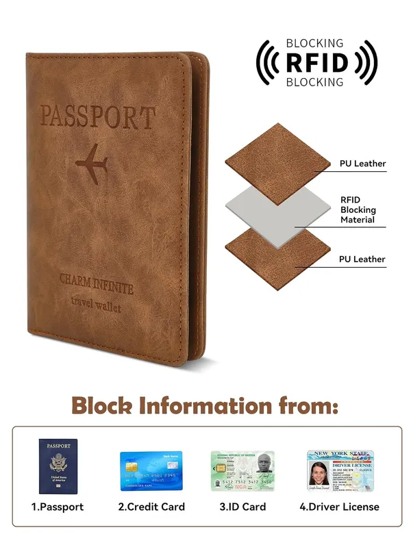 Passport_Holder_Cover_Wallet_For_Men_Women_Travel_Essentials_Must_Haves_Waterproof_Rfid_Blocking_Card_Slots_Leather_Passport_Case_Travel_Wallet_Coffee_Classic