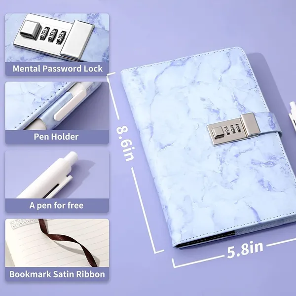 Diary_With_Lock_A5_Pu_Leather_Journal_With_Combination_Vintage_Journal_Password_Protected_Notebook_With_Pen_Gift_Box_Diary_Planner_Organizer_For_Women_Men_8_6x5_8in_192_Pages_Marble_Blue