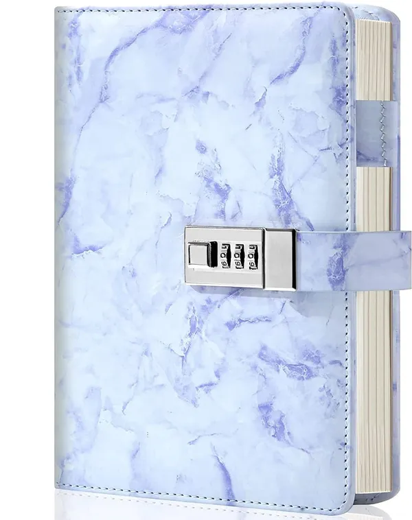 Diary_With_Lock_A5_Pu_Leather_Journal_With_Combination_Vintage_Journal_Password_Protected_Notebook_With_Pen_Gift_Box_Diary_Planner_Organizer_For_Women_Men_8_6x5_8in_192_Pages_Marble_Blue