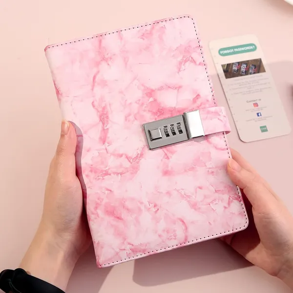 Diary_With_Lock_A5_Pu_Leather_Journal_With_Combination_Vintage_Journal_Password_Protected_Notebook_With_Pen_Gift_Box_Diary_Planner_Organizer_For_Women_Men_8_6x5_8in_192_Pages_Marble_Pink
