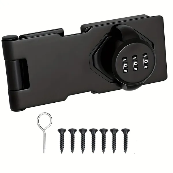 3_Digit_Combination_Cabinet_Lock_Keyless_Hasp_Latch_For_Cupboards_No_Drill_Installation_Zinc_Alloy_Construction_Privacy_Protection_Secure_Slide_Latch_Design_For_Home_And_Office_Use