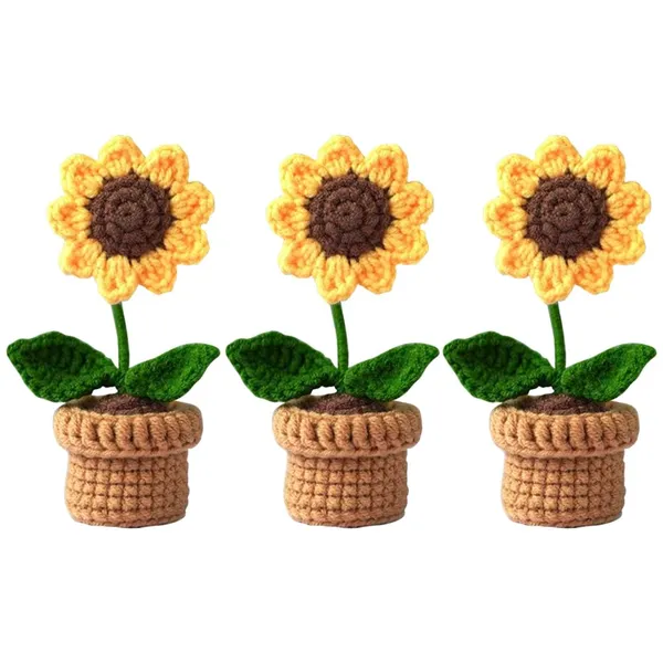 3_Pcs_Mini_Potted_Artificial_Flowers_Handmade_Crochet_Flowers_Completed_Hand_Knitted_Sunflower_For_Hone_Office_Car_Dash_Decoration_Color_6