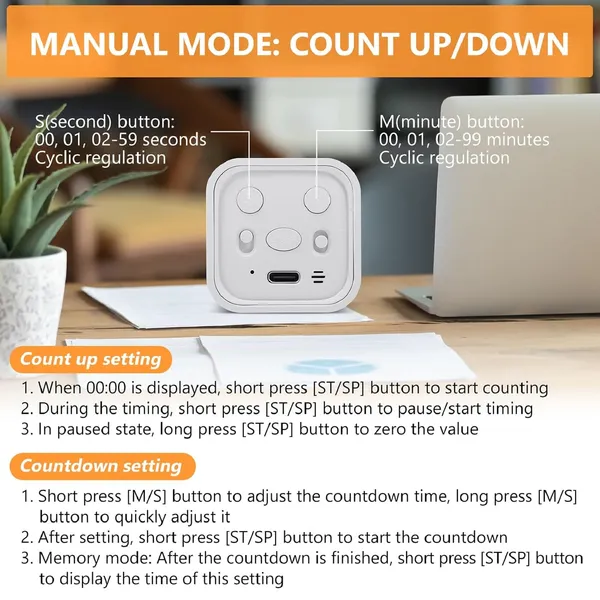 Cuteefun_Rotating_Cube_Timer_Pomodoro_Timer_Desk_5_10_30_60min_White_Custom_Countdown_Count_Up_Mode_Vibration_Sound_Alerts_Gravity_Sensor_Productivity_Timer_For_Kitchen_Study_Kids_Adhd