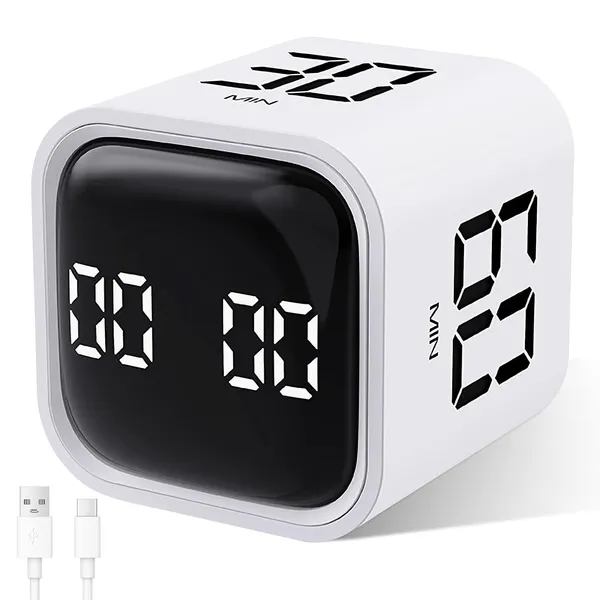 Cuteefun_Rotating_Cube_Timer_Pomodoro_Timer_Desk_5_10_30_60min_White_Custom_Countdown_Count_Up_Mode_Vibration_Sound_Alerts_Gravity_Sensor_Productivity_Timer_For_Kitchen_Study_Kids_Adhd