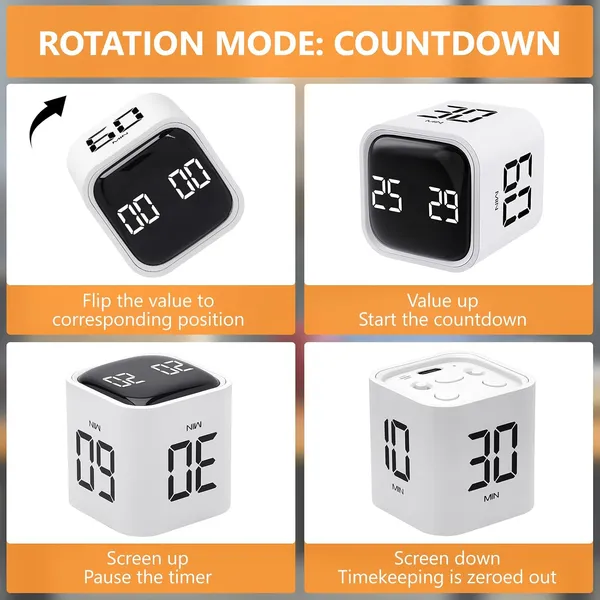 Cuteefun_Rotating_Cube_Timer_Pomodoro_Timer_Desk_5_10_30_60min_White_Custom_Countdown_Count_Up_Mode_Vibration_Sound_Alerts_Gravity_Sensor_Productivity_Timer_For_Kitchen_Study_Kids_Adhd