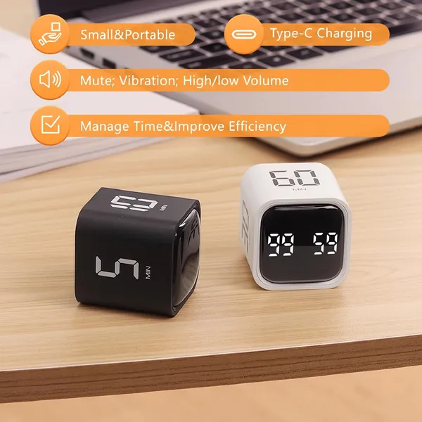 Cuteefun_Rotating_Cube_Timer_Pomodoro_Timer_Desk_5_10_30_60min_White_Custom_Countdown_Count_Up_Mode_Vibration_Sound_Alerts_Gravity_Sensor_Productivity_Timer_For_Kitchen_Study_Kids_Adhd