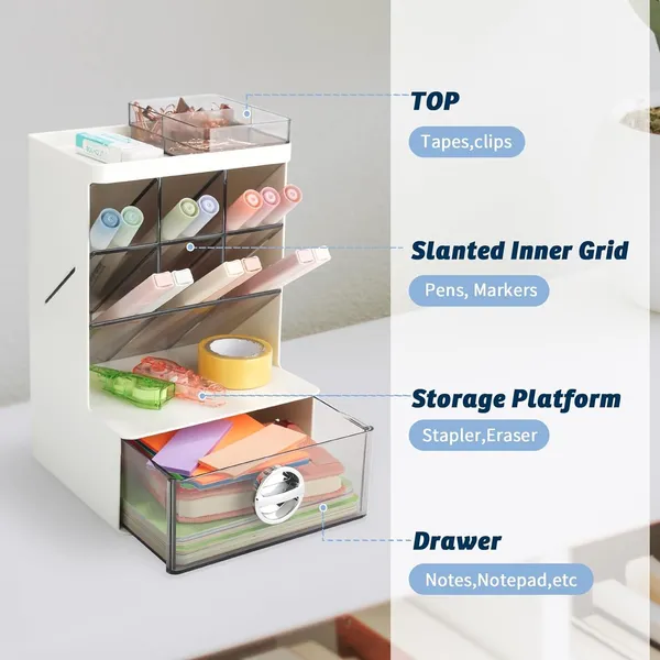 Desk_Organizer_With_6_Compartments_Pen_Holder_With_1_Top_Tray_And_1_Big_Drawers_For_Office_Supplies_Storage_And_Art_Supply_Storage_Box_Caddy_For_Office_1_Drawer_With_6_Compartment