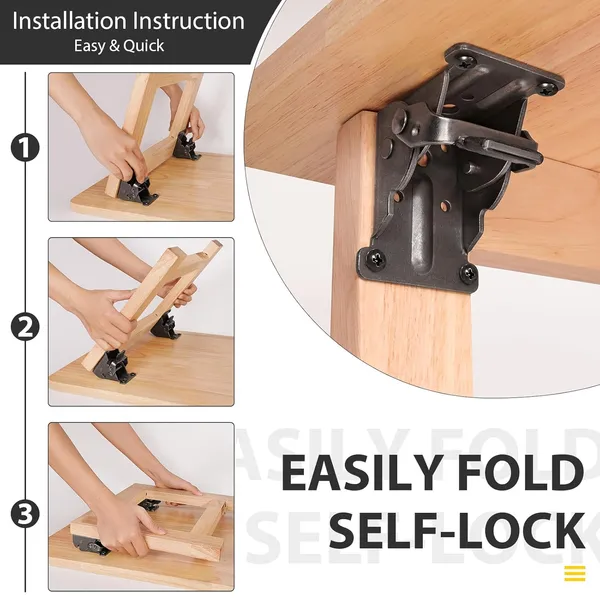 4_Pack_Folding_Brackets_Self_Lock_Hinge_With_Screws_For_Folding_Table_Legs_Lock_Extension_Support_Bracket_Bed_Legs_Black