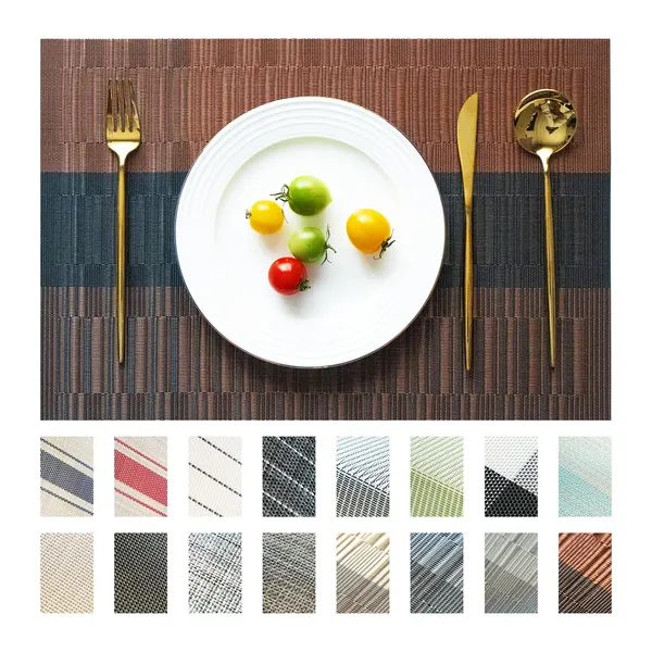 Placemats_Set_Of_4_Vinyl_Plastic_Woven_Place_Mats_For_Kitchen_Table_Indoor_Outdoor_Washable_Placemat_Wipeable_Dining_Table_Mats_Ombre_Brown_Black_4