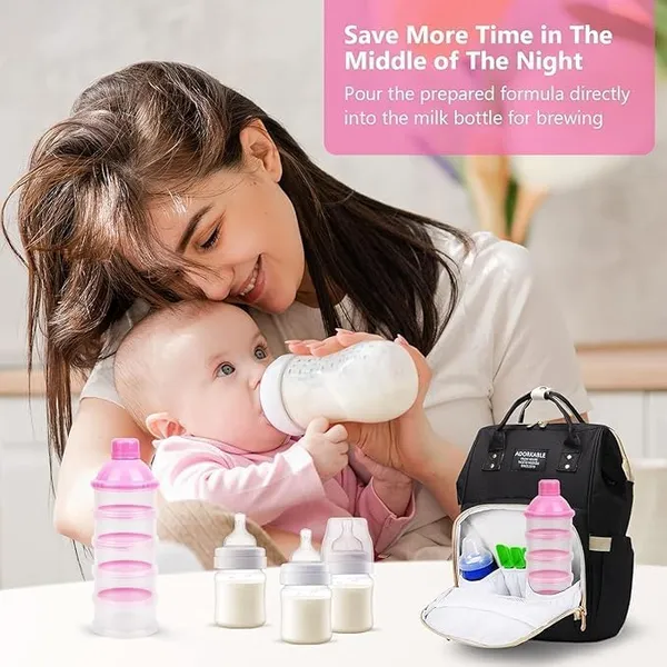 Formula_Dispenser_On_The_Go_5_Compartments_Stackable_Baby_Milk_Powder_Kids_Snack_Container_Bpa_Free_Travel_Friendly_Pack_Of_1_Pink