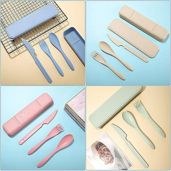 4_Sets_Wheat_Straw_Cutlery_Portable_Spoon_Fork_Knife_Case_Set_For_Lunch_Boxes_Camping_Travel_Picnic_Eco_Friendly_Bpa_Free_Utensil_Set_For_Kids_Adults_4_Colors