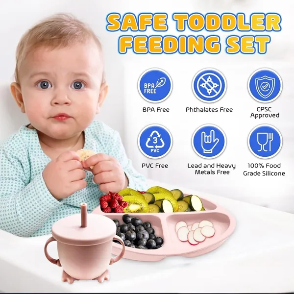 Baby_Feeding_Set_With_Suction_Bowl_Divided_Plate_Spoons_Forks_Sippy_Cup_Self_Feeding_Supplies_Pink