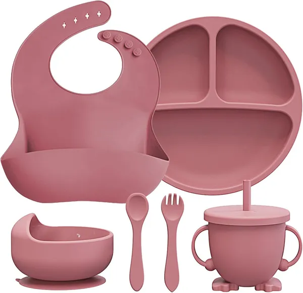 Baby_Feeding_Set_With_Suction_Bowl_Divided_Plate_Spoons_Forks_Sippy_Cup_Self_Feeding_Supplies_Pink