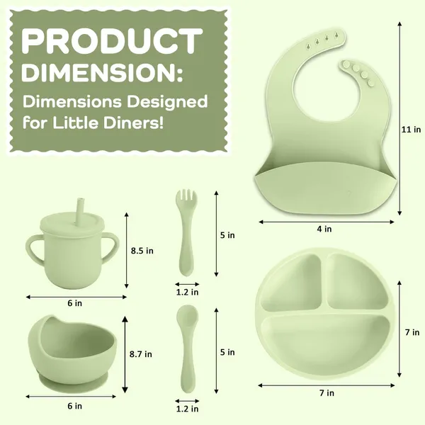 Baby_Feeding_Set_With_Suction_Bowl_Divided_Plate_Spoons_Forks_Sippy_Cup_Self_Feeding_Supplies_Green