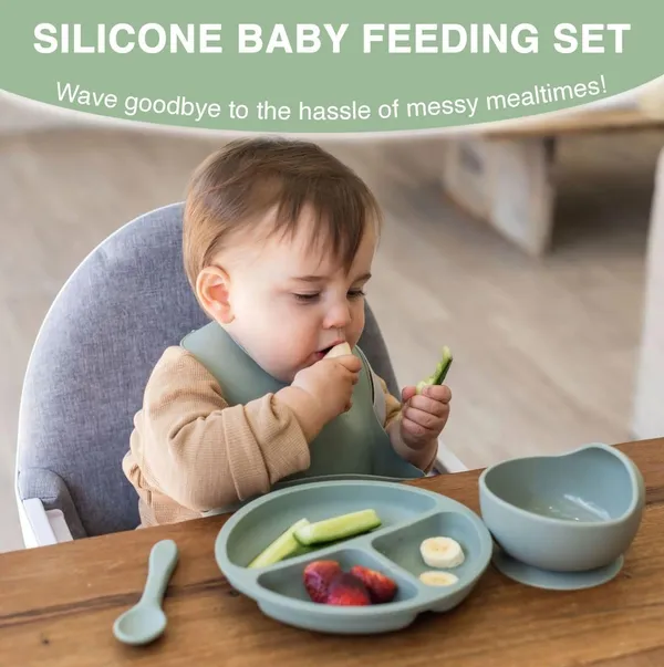 Baby_Feeding_Set_With_Suction_Bowl_Divided_Plate_Spoons_Forks_Sippy_Cup_Self_Feeding_Supplies_Green