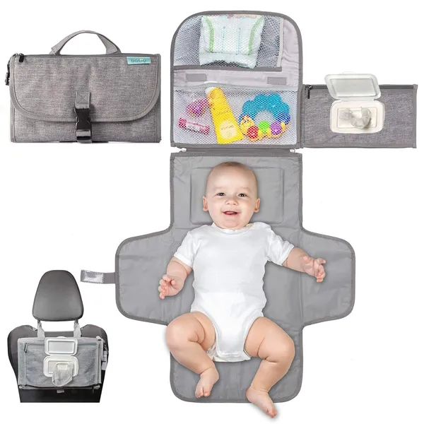 Baby_Diaper_Changer_Travel_Kit_Portable_Changing_Pad_With_Wipes_Pocket_Infant_Station_For_Newborns_Grey