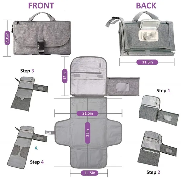 Baby_Diaper_Changer_Travel_Kit_Portable_Changing_Pad_With_Wipes_Pocket_Infant_Station_For_Newborns_Grey