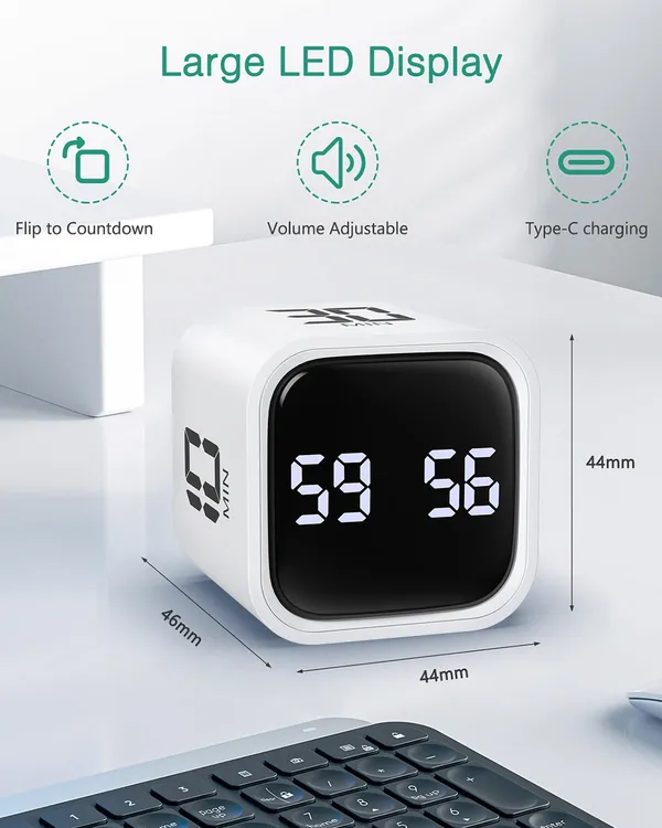 Oria_Digital_Timer_Cube_Pomodoro_Timer_With_Gravity_Sensor_5_10_30_60_Min_Quick_Set_100_Minute_Countdown_Led_Display_3_Volume_Levels_For_Studying_Meeting_Cooking_Time_Management_White