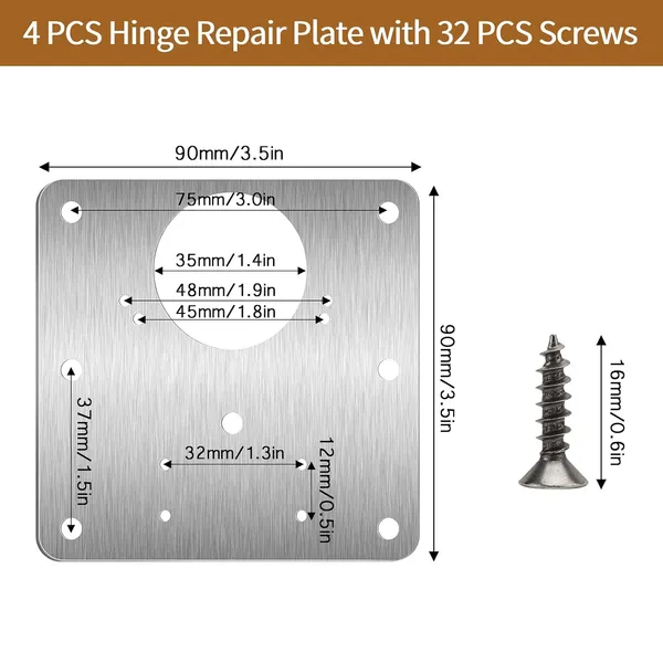4_Pcs_Hinge_Repair_Plate_Kitchen_Cupboard_Cabinets_Door_Hinge_Repair_Plate_Stainless_Steel_Hinges_Repair_Plates_Brackets_With_Holes_Flat_Fixing_Joining_Mending_Plates_Brackets_With_32_Pcs_Screws