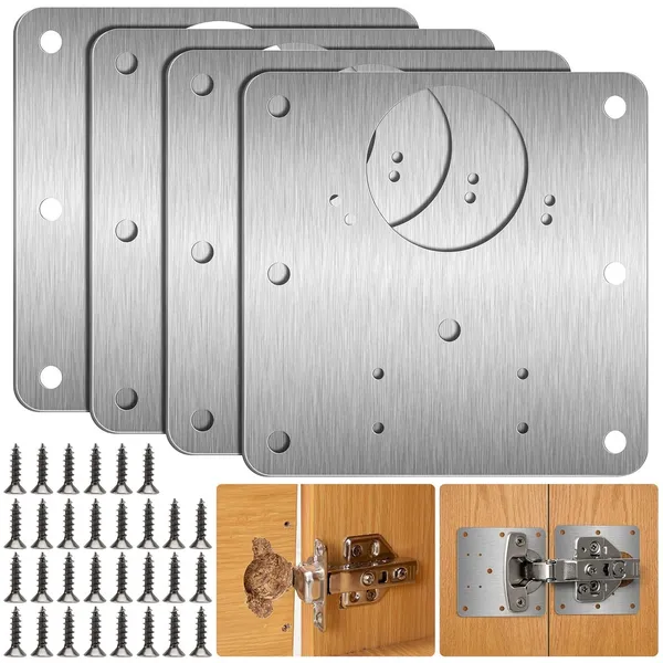4_Pcs_Hinge_Repair_Plate_Kitchen_Cupboard_Cabinets_Door_Hinge_Repair_Plate_Stainless_Steel_Hinges_Repair_Plates_Brackets_With_Holes_Flat_Fixing_Joining_Mending_Plates_Brackets_With_32_Pcs_Screws