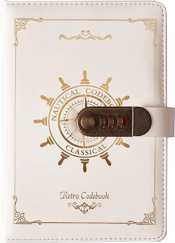 Diary_With_Lock_A5_Pu_Leather_Journal_With_Combination_Vintage_Journal_Password_Protected_Notebook_With_Pen_Gift_Box_Diary_Planner_Organizer_For_Women_Men_8_6x5_8in_192_Pages_Retro_White
