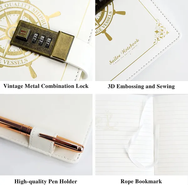 Diary_With_Lock_A5_Pu_Leather_Journal_With_Combination_Vintage_Journal_Password_Protected_Notebook_With_Pen_Gift_Box_Diary_Planner_Organizer_For_Women_Men_8_6x5_8in_192_Pages_Retro_White