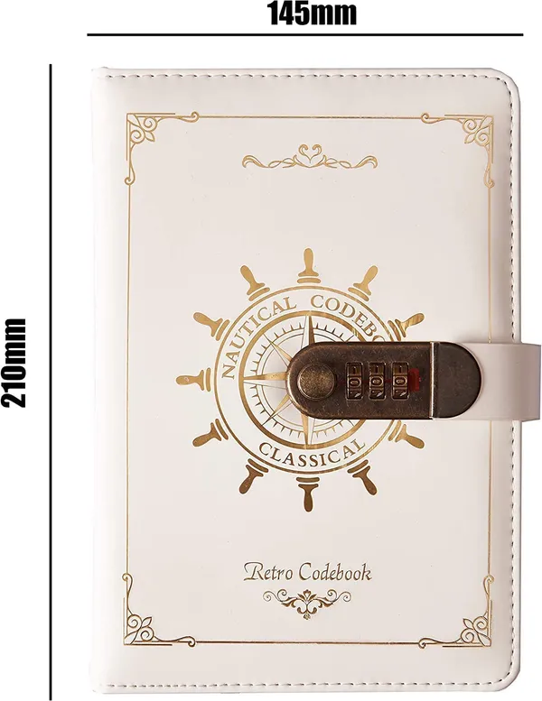 Diary_With_Lock_A5_Pu_Leather_Journal_With_Combination_Vintage_Journal_Password_Protected_Notebook_With_Pen_Gift_Box_Diary_Planner_Organizer_For_Women_Men_8_6x5_8in_192_Pages_Retro_White